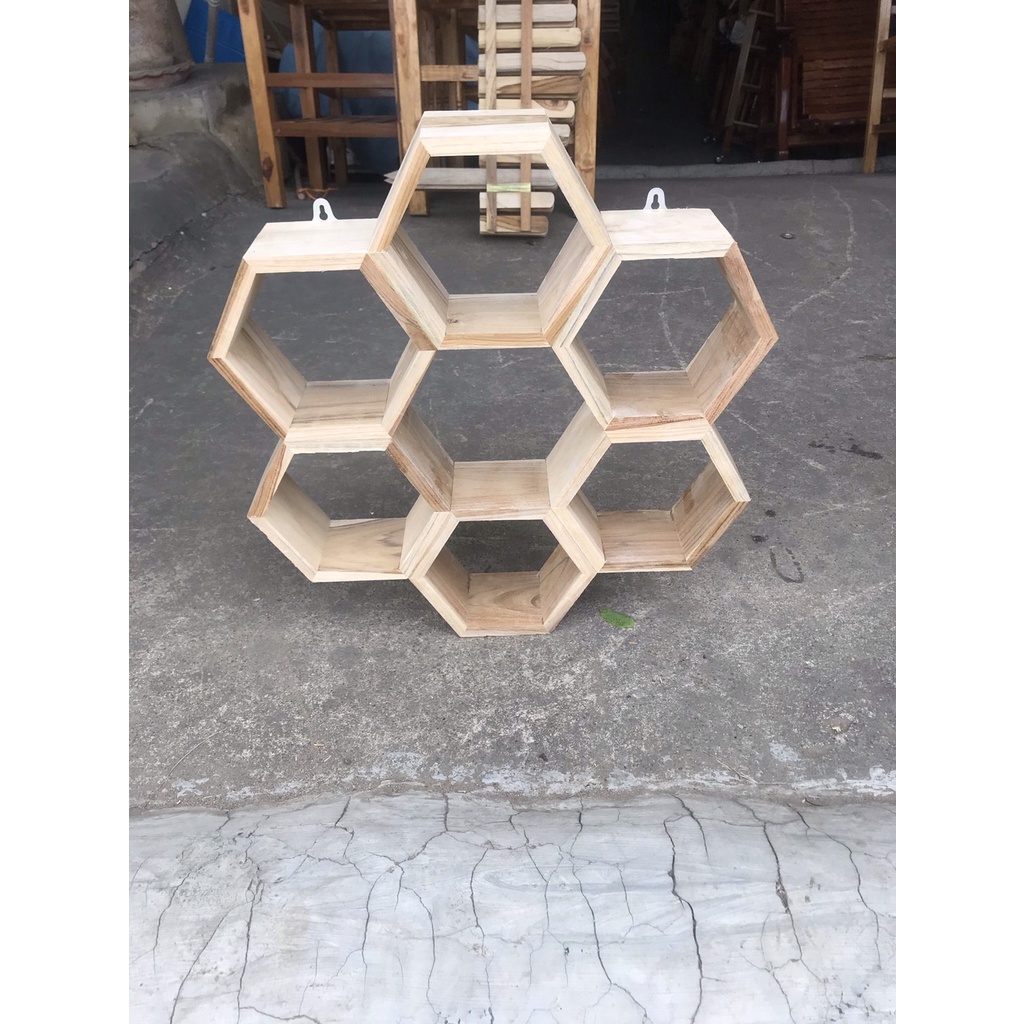 ถูกที่สุด-dokbuashop45-ชั้นแขวนรังผึ้ง-มินิ-ดอกไม้-10x53x53-cm-ไม้สักแท้-1ออเดอร์-ไม่เกิน-1ชิ้น
