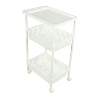 ชั้นวางของพลาสติก มีล้อเลื่อน 3 ชั้น  ขนาด 32.5x48x78.1 ซม. สีขาว
