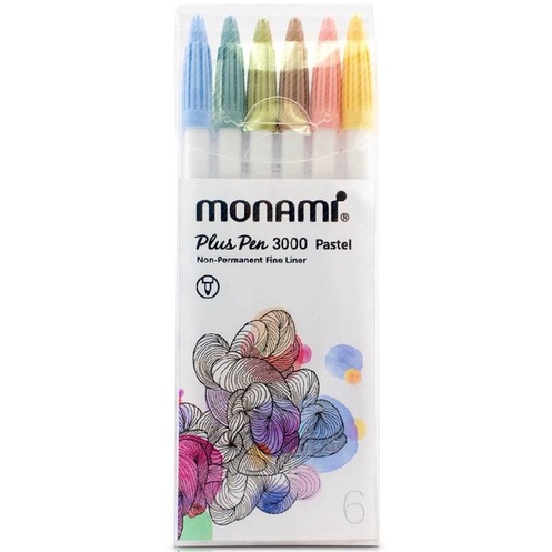 monami-ปากกาสีน้ำ-รุ่น-plus-pen-3000-ชุด-6-pastel