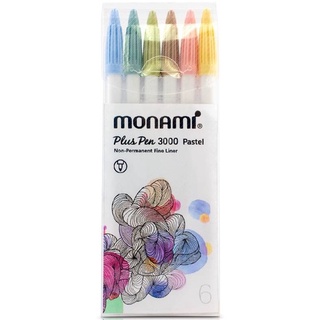 Monami ปากกาสีน้ำ รุ่น Plus Pen 3000 ชุด 6 Pastel