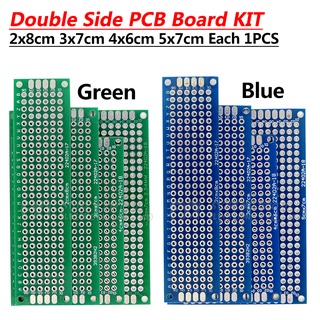 ชุดบอร์ดวงจรถ้ํา pcb ทองแดง สองด้าน ขนาด 5x7 4x6 3x7 2x8 ซม. สีฟ้า สีเขียว 4 ชิ้น ต่อแพ็ค