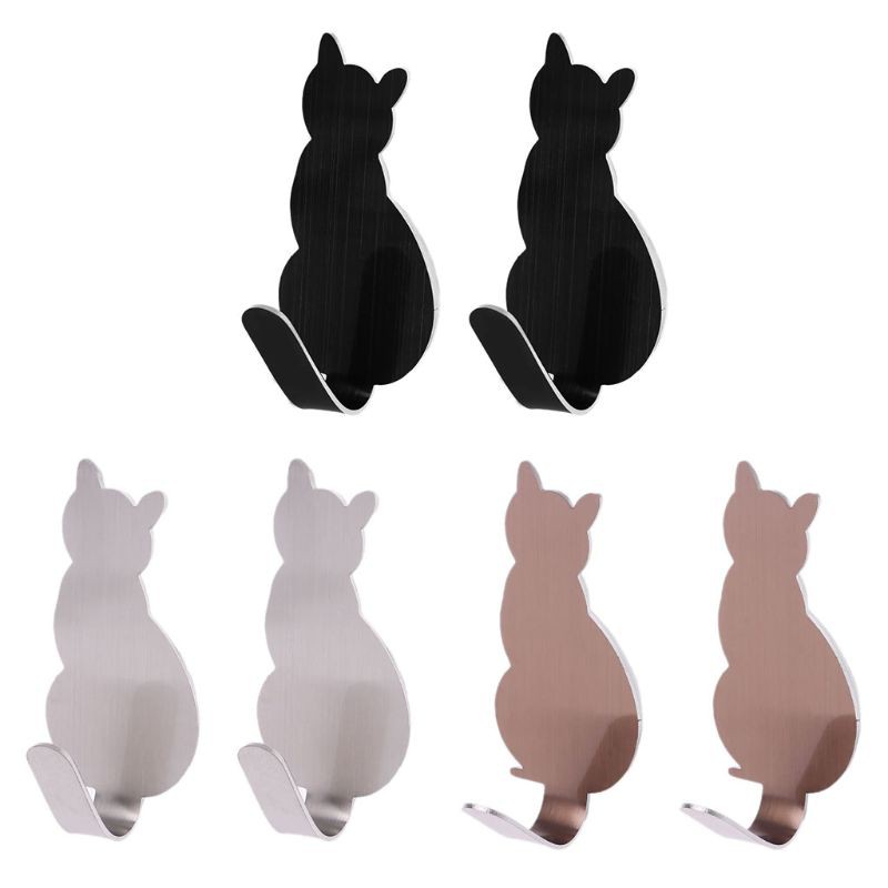 2pcs-cat-tail-shaped-decorative-stainless-steel-wall-door-clothes-coat-key