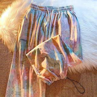 กางเกงลำลอง Retro Rainbow Tie Dye Cashew Flower Sweatpants Couple Tide Brand Sweatpants