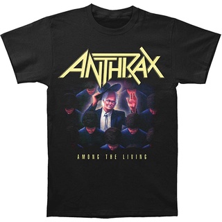 คอลูกเรือเสื้อยืดคอกลมเสื้อยืด พิมพ์ลาย Anthrax Among The Living สําหรับผู้ชาย | ใบอนุญาตการขายสินค้าทั่วโลกผ้าฝ้ายแท้