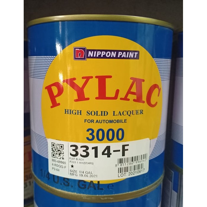 สีพ่นรถยนต์-สีรถยนต์-สีไพแลค-3000-pylac-สีตราผึ้ง-3314-f-flat-black-สีดำด้าน-ขนาด-0-946-ลิตร