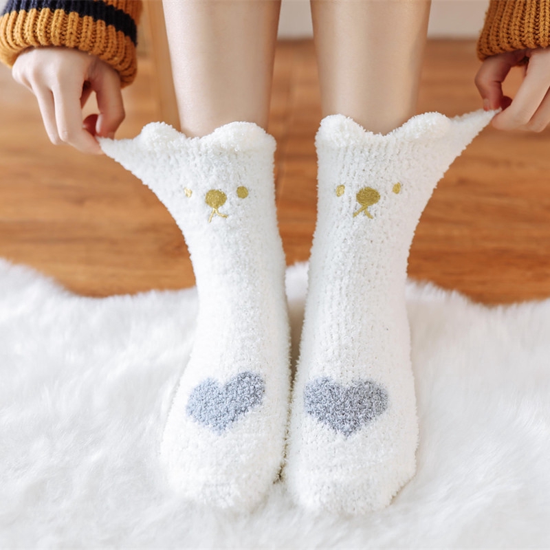 cute-animal-white-pink-fuzzy-socks-women-best-bulk-bed-socks-slouch-socks-cotton-towel-socks-girl-warm-thermal-fluffy-crew-socks