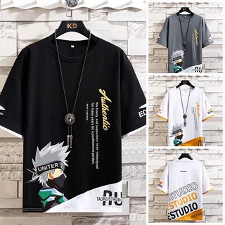 【M-5XL】เสื้อยืดแขนสั้น พิมพ์ลายนารูโตะ สไตล์เกาหลี แฟชั่นฤดูร้อน สําหรับผู้ชาย