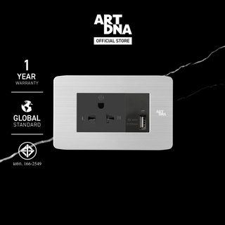 ART DNA รุ่น A89 Socket 3 Pin + USB สีสเเตนเลส + เทา ขนาด 2x4 design switch ปลั๊กไฟสวยๆ