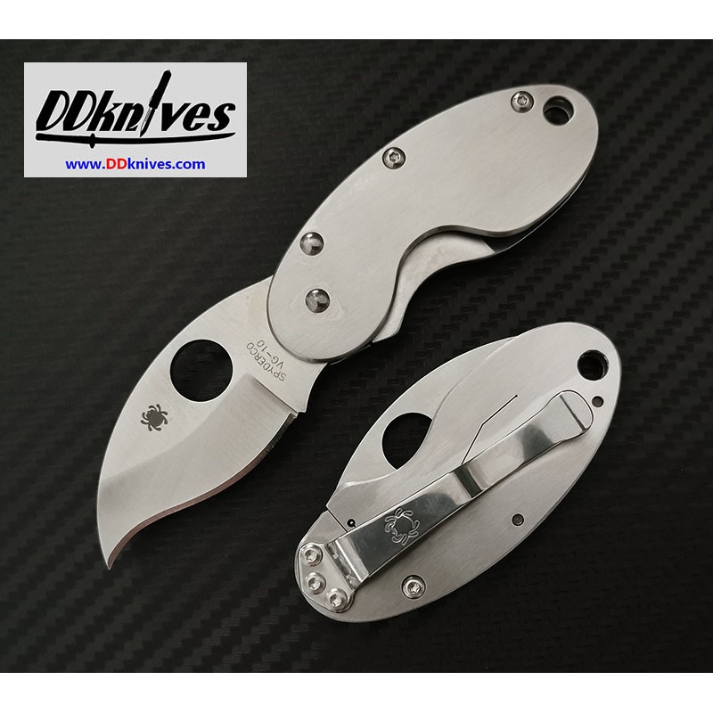 มีดพับ-spyderco-cricket-folding-knife-vg10-satin-plain-blade-stainless-steel-handles-c29p