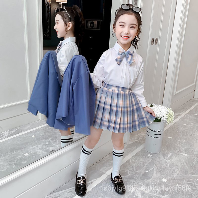 เสื้อผ้าเด็กผู้หญิง-ชุดสูท-3-ชิ้น-ใหม่-2021-ชุด-jk-ของสาวๆ-ชุดเซ็ต-3-ชิ้นแฟชั่นสไตล์มหาลัย-กระโปรงพลีทแนวสปอร์ตเกาหลี