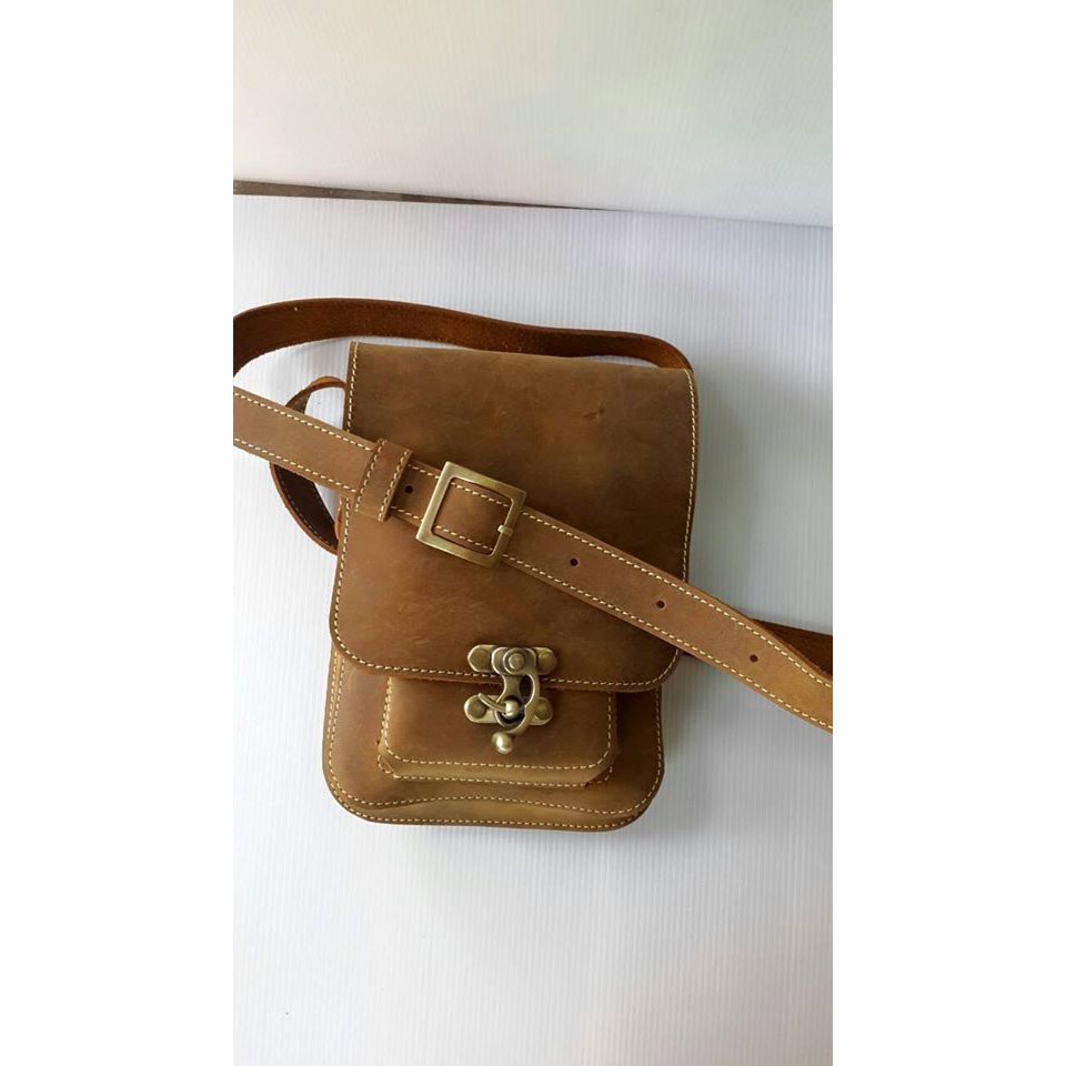 thanyakraning - กระเป๋าสะพายข้าง หนังวัวออย สีแทน | Shopee Thailand