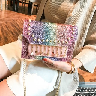 ¤✽▼กระเป๋าสะพายข้าง Crossbody รุ่นเกาหลีสายโซ่เลื่อมทุกตัวกระเป๋าสะพายข้างผู้หญิงแฟชั่นใบเล็ก