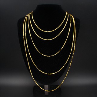จี้สร้อยคอโซ่ยาวสีทอง 18 K 16-30 นิ้วสําหรับผู้ชายผู้หญิง