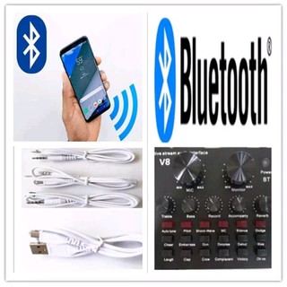 V8 Audio USB Headset Microphone Webcast Live Sound Card for Phone / Computer--(Bluetooth)