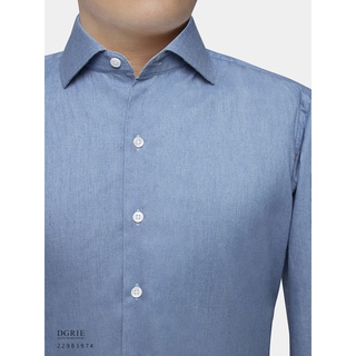 DGRIE Italian Blue  Bleached Denim Spread Collar Shirts-เสื้อเชิ้ตคอปกผ้าเดนิมฟอก