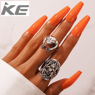 Trendy frog animal punk ring female simple three-dimensional silver two-piece hip-hop ring for