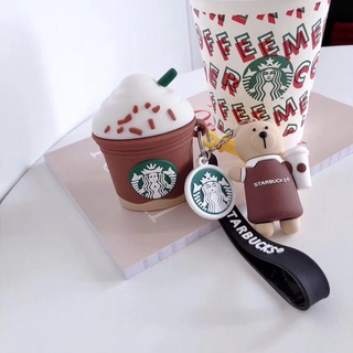 เคสหูฟังซิลิโคน แบบนิ่ม ลาย Starbucks สําหรับ Apple AirPods 1 2 Pro 3