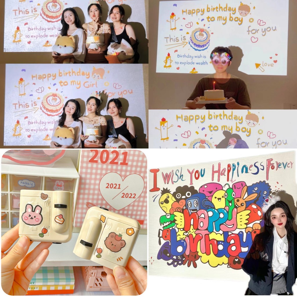 ภาพหน้าปกสินค้าโคมไฟโปรเจคเตอร์ ฉายรูป Happy Birthday ขนาดเล็ก แบบสร้างสรรค์ สไตล์เกาหลี สําหรับตกแต่งปาร์ตี้วันเกิดเด็กผู้ชาย และผู้หญิง