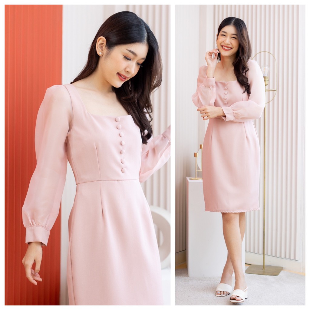 ชุดเดรสแขนยาว-ad-502-double-soft-girl-dress-by-adora-brandofficial