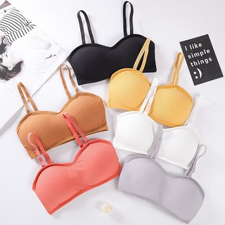 บรา crop bra  ผ้าร่อง ใส่สบาย สีน่ารัก  A39