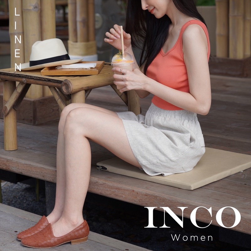inco-women-กางเกงขาสั้น-ลินิน-100