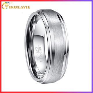 【ฟรีแกะสลัก】BONLAVIE แหวนคาร์ไบด์ทังสเตนแท้ 100% เนื้อแมตต์ 7 มม. สําหรับผู้ชาย งานแต่งงาน