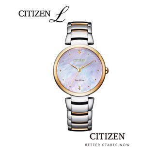 CITIZEN L Eco-Drive EM0854-89Y Mother Of Pearl Lady Watch ( นาฬิกาผู้หญิงพลังงานแสง )