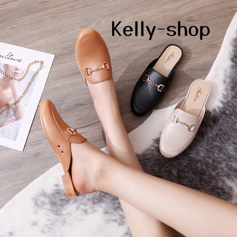 ภาพสินค้ารองเท้าผู้หญิงแฟชั่นมี3สี รองเท้าคัชชูส์ ปิดหัวเปิดส้น พื้นแบนนิ่มสวมใส่สบาย ราคาเบาๆ T05 จากร้าน ag.rain บน Shopee ภาพที่ 3
