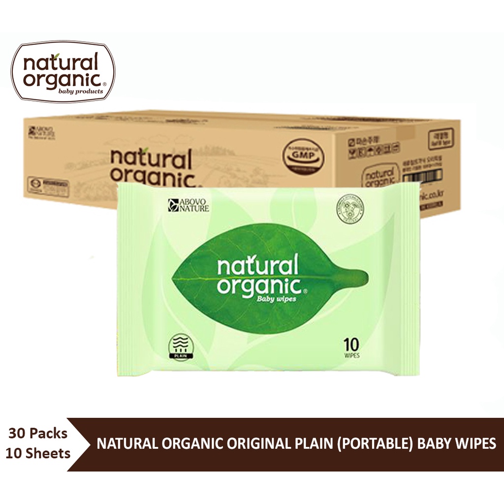 ราคาและรีวิวNatural Organic, Original Plain Baby Wipes (Portable Type, 10 Sheets*30)