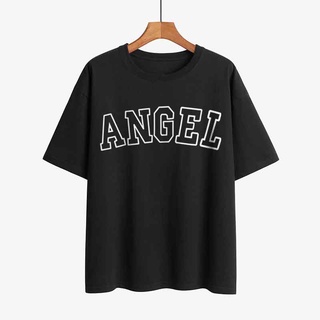 Angel เสื้อยืดลําลอง ผ้าฝ้าย แขนสั้น พิมพ์ลาย