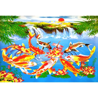 โปสเตอร์ รูปวาด ปลาคาร์ฟ ปลามงคล ภาพมงคล เสริมฮวงจุ้ย Fancy Carp 鯉 POSTER 24”x35” Inch Fish Koi Kohaku V4