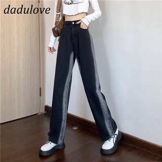 DaDulove💕 New Korean Version Ins Black Gradient Straight Jeans High Waist Loose Niche Ladies Wide Leg Pants