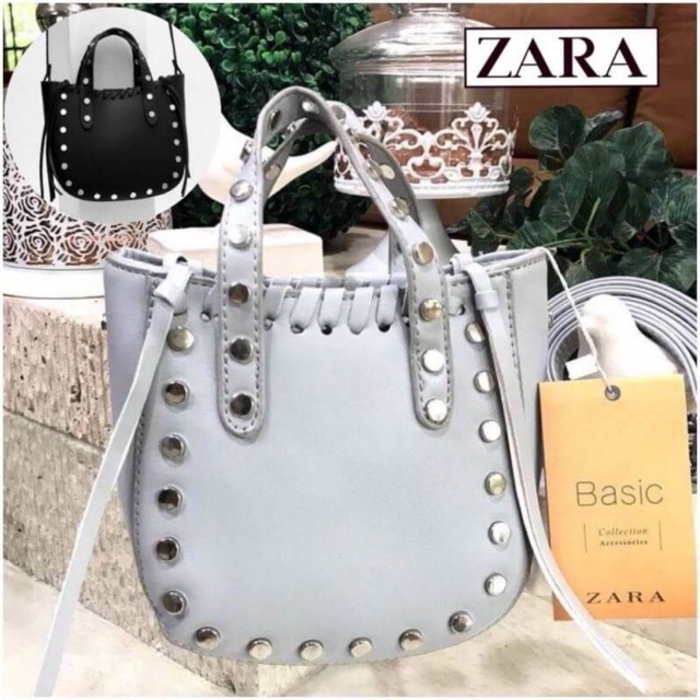zara-mini-tote-bag-with-studs-แทเ-outlet