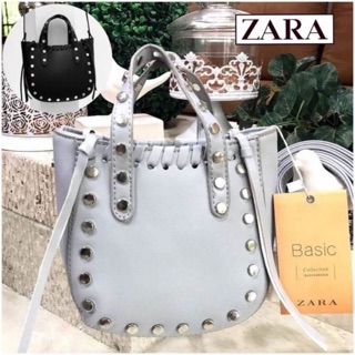 ZARA MINI TOTE BAG WITH STUDS แทเ outlet