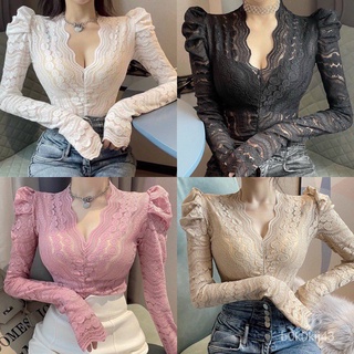【CCร้านแฟชั่น】Lady_Sakura✨1899HYO18#เสื้อเเฟชั่นแขนยาว(เเต่งชีทรุ)#เสื้อครอปลุกไม้ทรงคอวิสไตเกาหลีใหม่