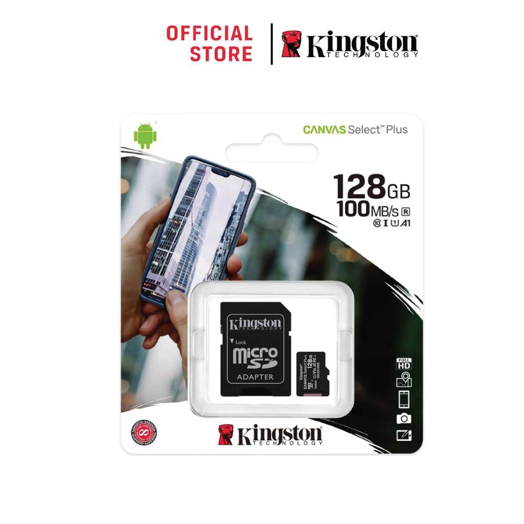 ภาพหน้าปกสินค้าKingston 128GB รุ่น Canvas Select Plus Class 10 แบบ MicroSDHC Card + SD Adapter (SDCS2/128GB) จากร้าน kingston_online บน Shopee