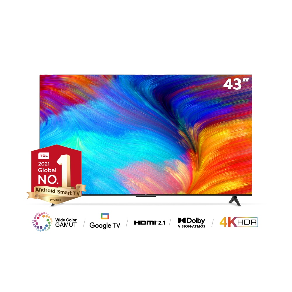 TCL ทีวี 43 นิ้ว LED 4K UHD Google TV รองรับ WiFi รุ่น 43T635 ระบบปฏิบัติการ Google& Youtube, Voice search https://lnwchill.com