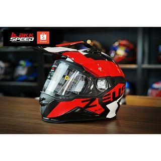 ZEUS 913 BF8 Metallic Black Red หมวก Sport Adventure Touring สามารถถอด peak เข้าออกได้ แว่น 2 ชั้น