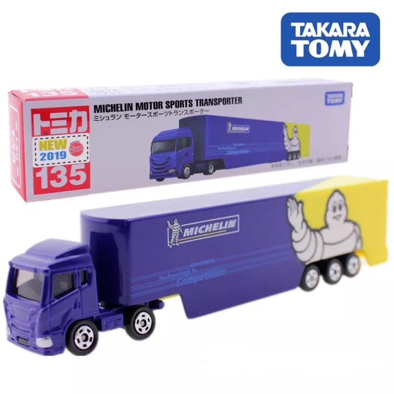 แท้-100-จากญี่ปุ่น-โมเดล-รถบรรทุกเทรลเลอร์-มิชลิน-takara-tomy-tomica-no-135-michelin-motor-sport-transporter