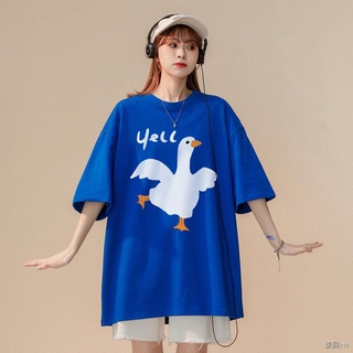 010เสื้อยืดแขนสั้นลายการ์ตูนสำหรับผู้ชายและผู้หญิงฤดูร้อนสไตล์ฮ่องกงลายการ์ตูนห้าจุดแขนคอกลมด้านบนหลวมสบายๆเสื้อยืดผู้หญ