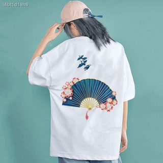 มีสไตล์Guochao เสื้อยืดแขนสั้นนักเรียนหญิงหลวม 2021 ใหม่กลางความยาวครึ่งแขนเสื้อฤดูร้อนสไตล์จีนสีขาว INS เสื้อ