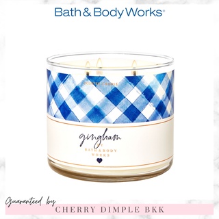 🍒ของแท้·ส่งไว·ถูก🍒BATH AND BODY WORKS เทียนหอม "Gingham" 3-wicks CANDLE ขนาดใหญ่ 3 หัวจุด