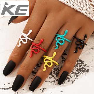 Rings Colorful snake ring five-piece set Irregular animal ring set for girls for women low pri
