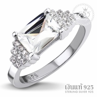 555jewelry แหวนเงินแท้  Silver 925 ดีไซน์ แหวนเพชรชู เพชรสวิส Princess Cut รุ่น MD-SLR016 (SLR-B1)