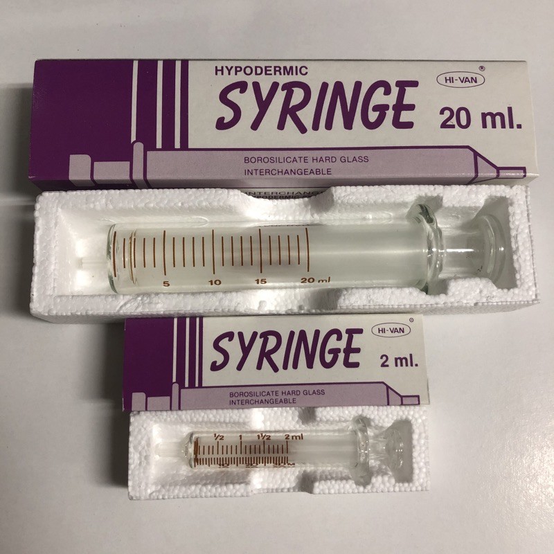 ไซริ้งแก้ว-syringe-glass-hypodermic-ยี่ห้อ-hi-van-ขนาด-2-และ-20-ซีซี