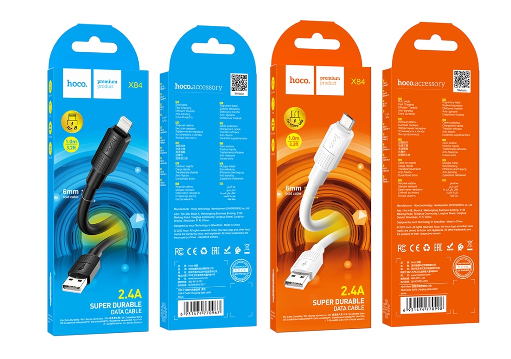 Hoco X84 รุ่นสายหนาพิเศษ 6มม. 1 เมตร charging data cable for Micro ...
