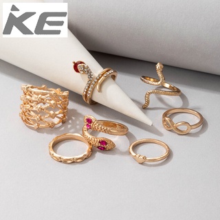 Jewelry Red Eye Snake Zodiac Diamond 8 Character Love 7 Piece Gold Ring Female for girls for w