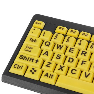 Big Black Letter Print Yellow Button USB Wired Keyboard For Elderly &amp; Low Vision