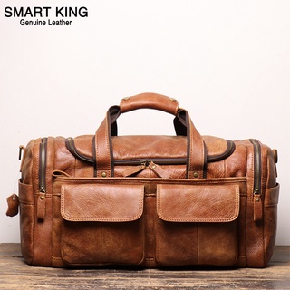 Smart King ใหม่ กระเป๋าถือ กระเป๋าสะพายไหล่ หนังวัวแท้ ความจุขนาดใหญ่ 16 นิ้ว เหมาะกับการพกพาเดินทาง กลางแจ้ง สําหรับผู้ชาย
