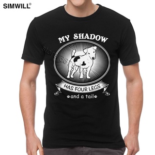 ผ้าฝ้าย 100%เสื้อยืดผ้าฝ้าย พิมพ์ลาย I Love My Puppy Jack Russell Terrier Is My Shadow d Dog Owner ของขวัญ สําหรับผู้ชาย